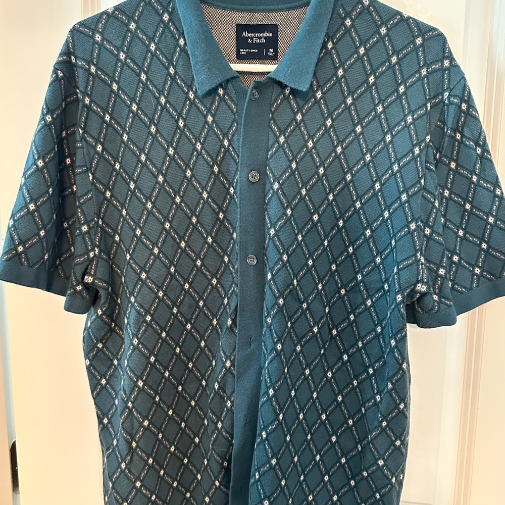 Abercrombie & Fitch Men's Teal Diamond Polo